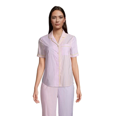 Lands' End Women's Short Sleeve Cotton Poplin Pajama Shirt 7 Lands' End Women's Short Sleeve Cotton Poplin Pajama Shirt - Image 7