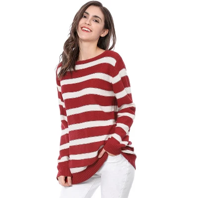 Allegra K Women Long Sleeves Drop Shoulder Loose Striped Sweater 6 Allegra K Women Long Sleeves Drop Shoulder Loose Striped Sweater - Image 6