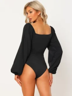 Allegra K Women's Sweetheart V Neck Puff Long Sleeve Bodysuits -Women Clothing Sale GUEST e1b377d5 a8ee 43ee 8faa 3b4c445db6b3