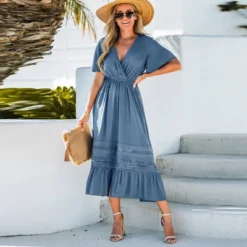 Women's Ruffled Lace-Trim Midi Dress - Cupshe -Women Clothing Sale GUEST e1d1e256 ab6a 49ab 8d97 49d69e3441b6