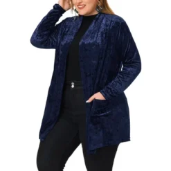 Agnes Orinda Plus Size Velvet Cardigans For Women Pocket Party Open Front Shawl -Women Clothing Sale GUEST e25d70ff 9a99 4c8e 89aa 141dcef23e2b