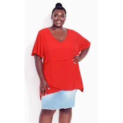 Women's Plus Size Mylah Layer Tunic - Scarlet | AVENUE -Women Clothing Sale GUEST e387d46a c2e6 44fd 9bc9 a54ea0d40186