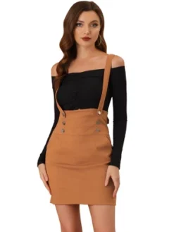 Allegra K Women's Button Decor High Waist Straight Braces Suspender Skirt -Women Clothing Sale GUEST e406e985 b3c6 4053 9d29 0739e833af53