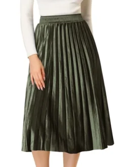 Allegra K Women's Accordion Swing Metallic Party Midi Pleated Skirt -Women Clothing Sale GUEST e4996152 5d27 4f46 a98e 3db059b2fe73