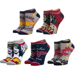 DC COMICS Wonder Woman Ankle Socks 5-Pack For Women