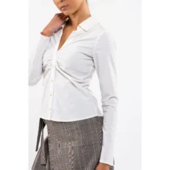 August Sky Women's Solid Shirred Button-Down Top 7 August Sky Women's Solid Shirred Button-Down Top -Women Clothing Sale GUEST e750449e 8703 4521 8dfb 7ba05f8e6b8b