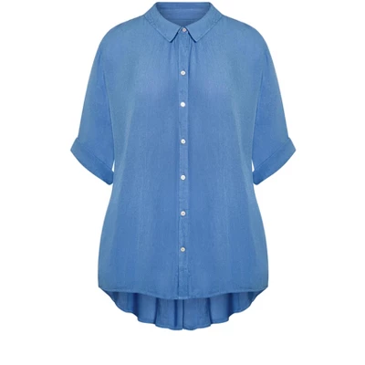 Women's Plus Size Island Breeze Tunic - Delft Blue | EVANS 2 Women's Plus Size Island Breeze Tunic - Delft Blue | EVANS - Image 2