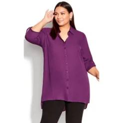 Women's Plus Size Longline Blouse - Plum | AVE STUDIO -Women Clothing Sale GUEST e88a0710 3f25 4167 870b 7cd50d95050d