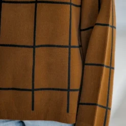 Women's Grid Print Drop Sleeve Turtleneck Sweater - Cupshe