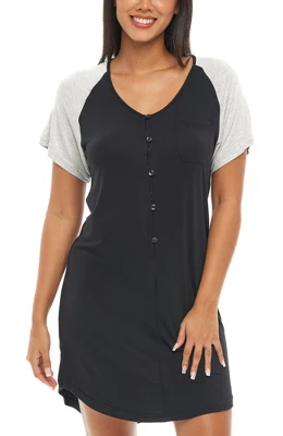 Womens Soft Knit Short Sleeve Nightgown, Button Down Night Shirt Pajamas 6 Womens Soft Knit Short Sleeve Nightgown, Button Down Night Shirt Pajamas - Image 6