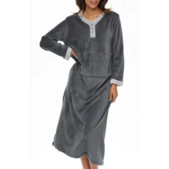 Women's Soft Warm Fleece Nightgown, Long Kaftan With Pockets For Winter -Women Clothing Sale GUEST e98e22fc d3e2 4c8e a4da 0573b67ace7d