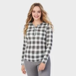 Warm Essentials By Cuddl Duds Women's Waffle Long Sleeve Henley Pajama Top -Women Clothing Sale GUEST ec8bddd0 cda0 439d 8cb1 9e014b3dadd4