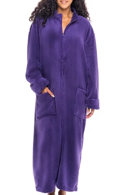 Women's Zip Up Fleece Robe, Soft Warm Plush Oversized Zipper Bathrobe 12 Women's Zip Up Fleece Robe, Soft Warm Plush Oversized Zipper Bathrobe - Image 12
