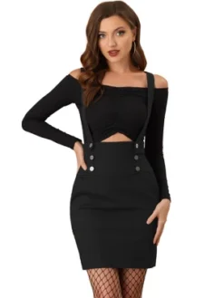 Allegra K Women's Button Decor High Waist Straight Braces Suspender Skirt -Women Clothing Sale GUEST edb3d5cb 8142 4282 a70d a500e63d0f1a