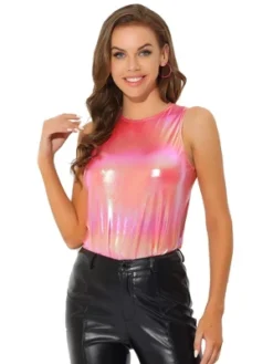 Allegra K Women's Party Shiny Sleeveless Club Metallic Tank Top -Women Clothing Sale GUEST edc1c2dc 8fcf 4b91 85ad 4cb422c9e101