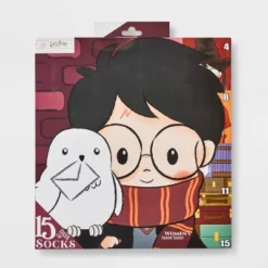 Women's Harry Potter 15 Days Of Socks Advent Calendar - Assorted Colors 4-10