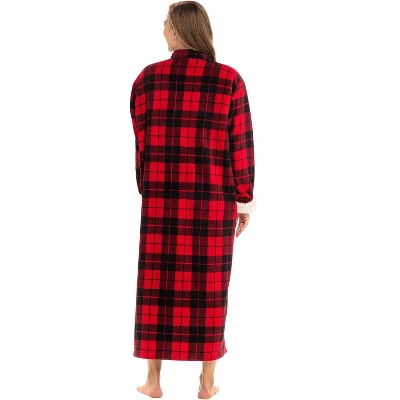 Women's Zip Up Fleece Robe, Soft Warm Plush Oversized Zipper Bathrobe 1 Women's Zip Up Fleece Robe, Soft Warm Plush Oversized Zipper Bathrobe