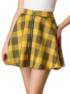 Allegra K Women's Plaid A-Line Zip Up High Waisted Skater Skirt -Women Clothing Sale GUEST ee9b465e 7cd3 4c57 98af 28d9d415dd9d