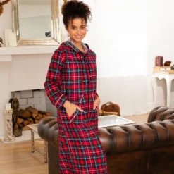 Women's Cotton Flannel Nightgown, Long Hooded Night Dress