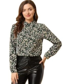 Allegra K Women's Point Collar Long Sleeve Button Down Floral Shirt -Women Clothing Sale GUEST f00848e8 8fa0 4b4b be1b 7153c4fab265