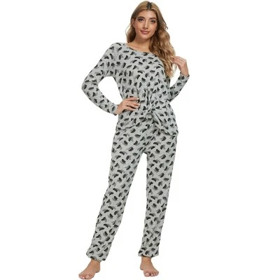 Cheibear Women's Sleepwear Lounge Soft Nightwear With Pockets Long Sleeve Pajama Set 1 Cheibear Women's Sleepwear Lounge Soft Nightwear With Pockets Long Sleeve Pajama Set