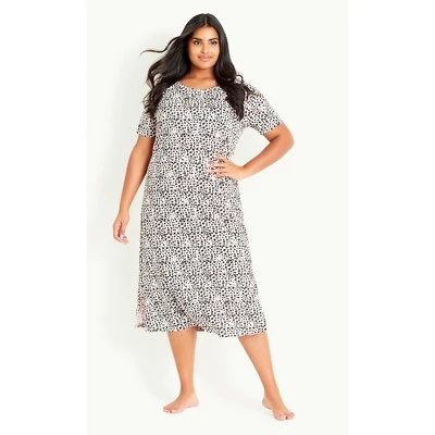 Women's Plus Size Animal Night Dress - Blush | EVANS 4 Women's Plus Size Animal Night Dress - Blush | EVANS - Image 4