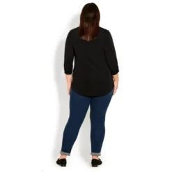 Women's Plus Size Chloe Zip Plain Top - Black | AVENUE