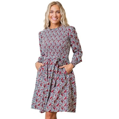 Hope & Henry Womens' Long Sleeve Smocked Ruffle Collar Dress 7 Hope & Henry Womens' Long Sleeve Smocked Ruffle Collar Dress - Image 7