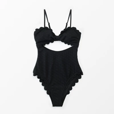 Women's Cutout Scallop Trim One Piece Swimsuit -Cupshe 4 Women's Cutout Scallop Trim One Piece Swimsuit -Cupshe - Image 4