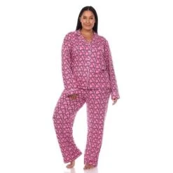 Plus Size Long Sleeve Heart Print Pajama Set - White Mark -Women Clothing Sale GUEST f47e3d8b 3abf 42c3 a5b7 c062b1517fdb