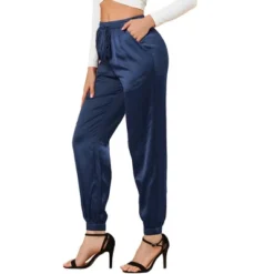 Allegra K Women's Drawstring Elastic Waist Athleisure Pants Ankle Length Satin Joggers With Pocket -Women Clothing Sale GUEST f4c1c7af 9619 4579 80f6 c49c46a02565