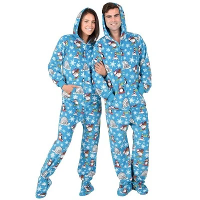 Footed Pajamas - Winter Wonderland Adult Hoodie Fleece Onesie 4 Footed Pajamas - Winter Wonderland Adult Hoodie Fleece Onesie - Image 4