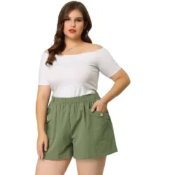 Agnes Orinda Women's Plus Size Pants Loose Slant Pocket Elastic Waist Straight Leg Shorts 8 Agnes Orinda Women's Plus Size Pants Loose Slant Pocket Elastic Waist Straight Leg Shorts -Women Clothing Sale GUEST f523747e 7be6 4de6 a4ac b2efff421501