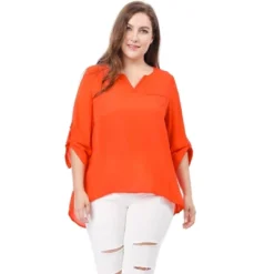 Agnes Orinda Women's Plus Size Sheer 3/4 Sleeve Flowy Split V Neck Blouse -Women Clothing Sale GUEST fb80ecf4 297c 4e2f 943f d7864785f0b8