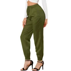 Allegra K Women's Drawstring Elastic Waist Athleisure Pants Ankle Length Satin Joggers With Pocket -Women Clothing Sale GUEST fccd3b3f f4db 4f17 aa05 43bb2aa1af74