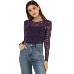 Allegra K Women's Vintage Semi-Sheer Puff Long Sleeve Embroidery Lace Floral Blouse -Women Clothing Sale GUEST fdaf2387 7095 44a2 bf6d f454f56e5080