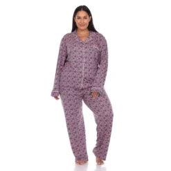 Plus Size Long Sleeve Heart Print Pajama Set - White Mark -Women Clothing Sale GUEST fddc2f50 012a 4a29 81f5 960df177d441